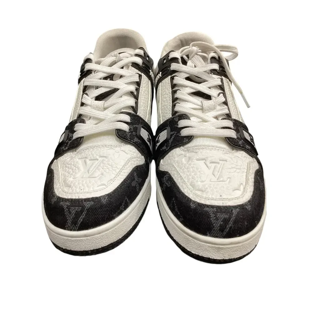 Louis Vuitton Shoes Women’s SZ 7 Iconic LV Trainers Monogram Denim & Leather B&W
